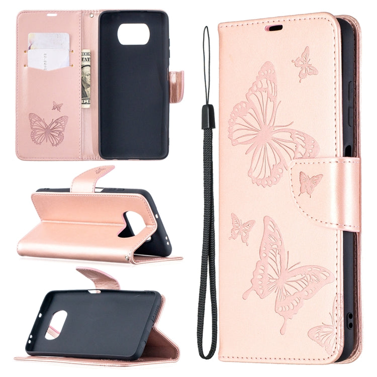 Two Butterflies Embossing Pattern Horizontal Flip Leather Case with Holder & Card Slot & Wallet & Lanyard, For Xiaomi Mi 10T 5G, For Xiaomi Mi 10T Lite 5G, For Xiaomi Poco X3, For Nokia 2.4, For Nokia 3.4