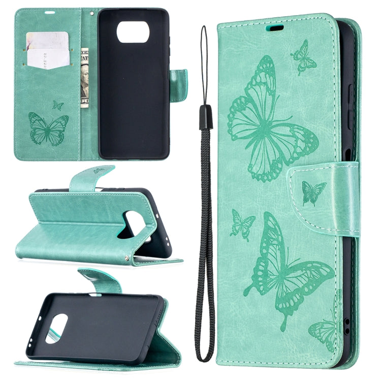 Two Butterflies Embossing Pattern Horizontal Flip Leather Case with Holder & Card Slot & Wallet & Lanyard, For Xiaomi Mi 10T 5G, For Xiaomi Mi 10T Lite 5G, For Xiaomi Poco X3, For Nokia 2.4, For Nokia 3.4