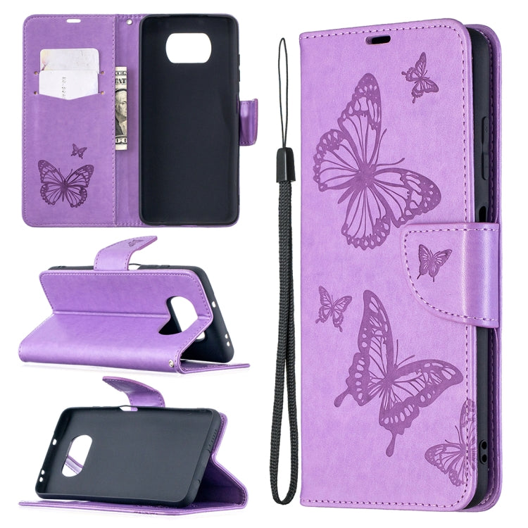 Two Butterflies Embossing Pattern Horizontal Flip Leather Case with Holder & Card Slot & Wallet & Lanyard, For Xiaomi Mi 10T 5G, For Xiaomi Mi 10T Lite 5G, For Xiaomi Poco X3, For Nokia 2.4, For Nokia 3.4