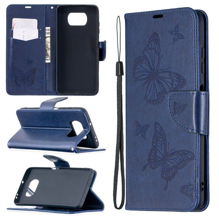 Two Butterflies Embossing Pattern Horizontal Flip Leather Case with Holder & Card Slot & Wallet & Lanyard, For Xiaomi Mi 10T 5G, For Xiaomi Mi 10T Lite 5G, For Xiaomi Poco X3, For Nokia 2.4, For Nokia 3.4