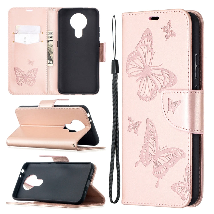 Two Butterflies Embossing Pattern Horizontal Flip Leather Case with Holder & Card Slot & Wallet & Lanyard, For Xiaomi Mi 10T 5G, For Xiaomi Mi 10T Lite 5G, For Xiaomi Poco X3, For Nokia 2.4, For Nokia 3.4