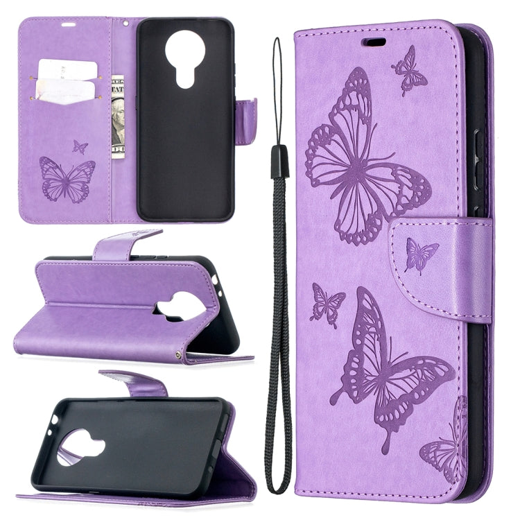 Two Butterflies Embossing Pattern Horizontal Flip Leather Case with Holder & Card Slot & Wallet & Lanyard, For Xiaomi Mi 10T 5G, For Xiaomi Mi 10T Lite 5G, For Xiaomi Poco X3, For Nokia 2.4, For Nokia 3.4
