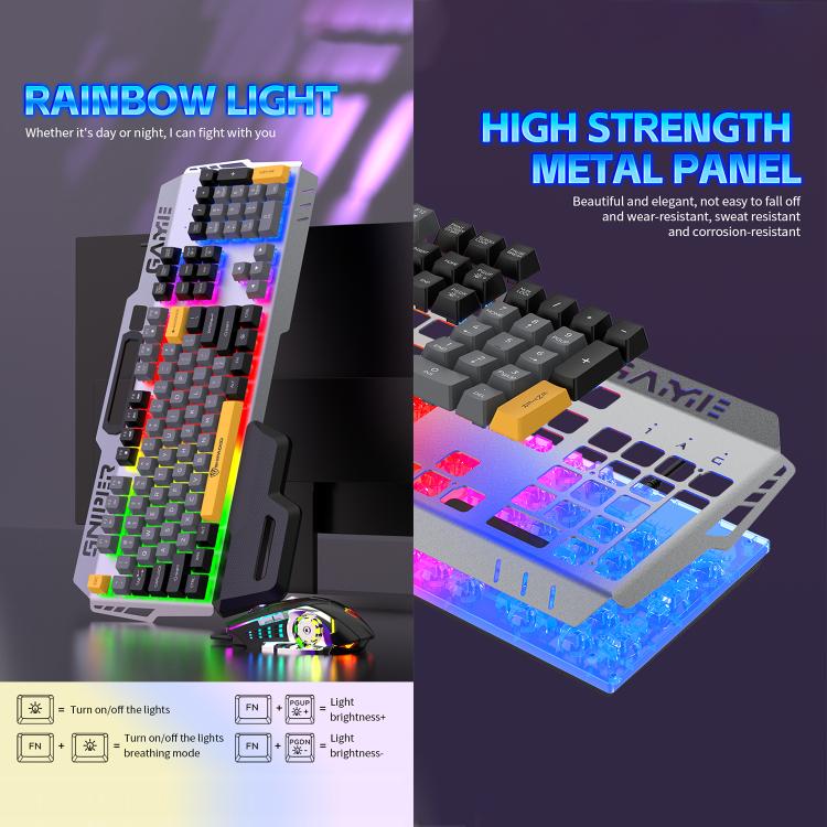 SHIPADOO GK50 Tri-color Block RGB Metal Cover Suspended Wired Gaming Keyboard