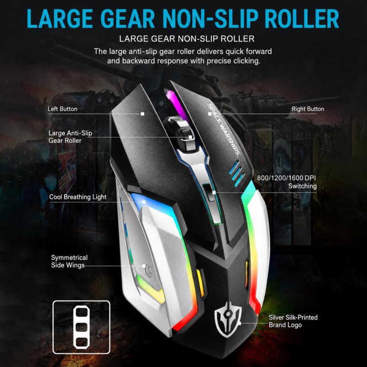 SHIPADOO GT700 Illuminated Wired Gaming Keyboard and 4D 2400DPI Mouse Set, GT700 4D 2400DPI Mouse Black, GT700 4D 2400DPI Mouse White