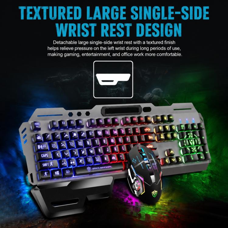SHIPADOO GT700 Illuminated Wired Gaming Keyboard and 6D 4800DPI Mouse Set, GT700 6D 4800DPI Mouse Black, GT700 6D 4800DPI Mouse White