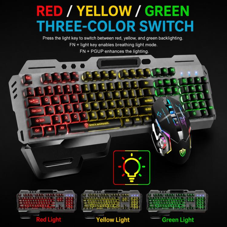 SHIPADOO GT700 Illuminated Wired Gaming Keyboard and 6D 4800DPI Mouse Set, Battle Royale Edition