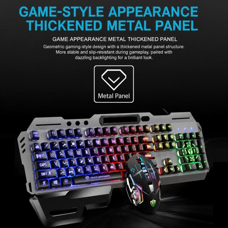 SHIPADOO GT700 Illuminated Wired Gaming Keyboard and 6D 4800DPI Mouse Set, Battle Royale Edition