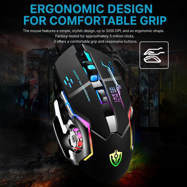 SHIPADOO GT700 Illuminated Wired Gaming Keyboard and 6D 4800DPI Mouse Set, Tri-color Backlight Version, GT700, Tri-color Backlight Version