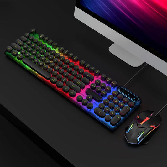 SHIPADOO D500 Punk Style Colorful Backlit Wired Keyboard Mouse Set