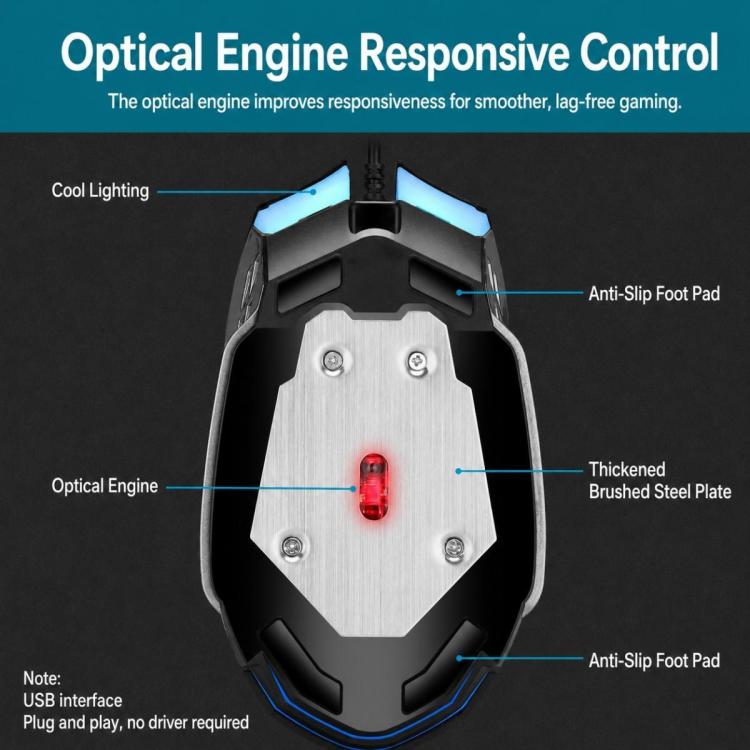 SHIPADOO G5 4D 2400DPI Gaming Mechanical USB Wired Mouse, G5 4D