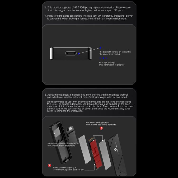 THERMALRIGHT HR-EB109 20Gbps M.2 NVMe SSD Enclosure with Type-C to Type-C Cable, EB109-20G C-C Cable