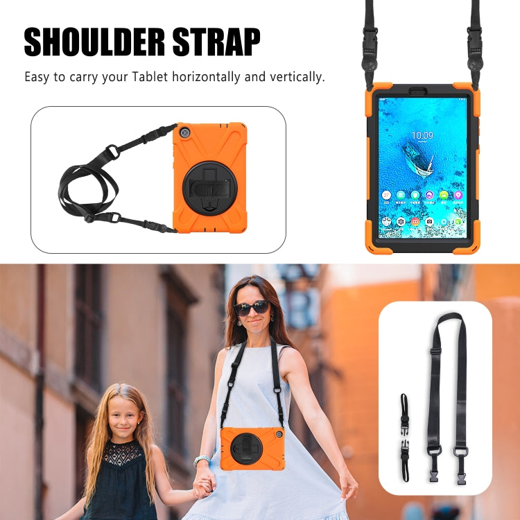 Shockproof Colorful Silicone + PC Protective Case with Holder & Hand Grip Strap & Shoulder Strap, For Lenovo Tab M8
