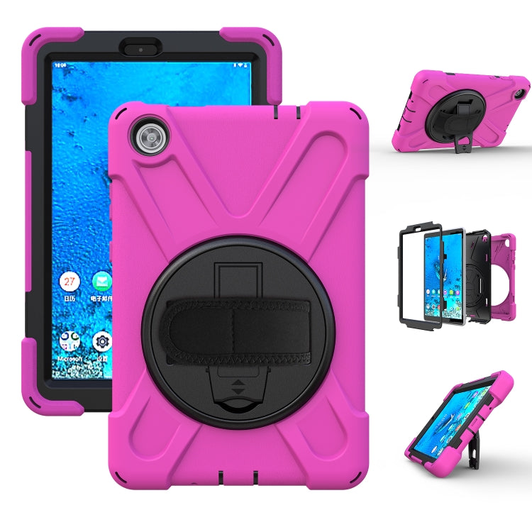 Shockproof Colorful Silicone + PC Protective Case with Holder & Hand Grip Strap & Shoulder Strap, For Lenovo Tab M8
