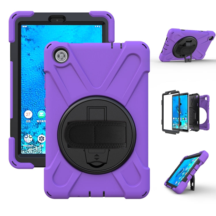 Shockproof Colorful Silicone + PC Protective Case with Holder & Hand Grip Strap & Shoulder Strap, For Lenovo Tab M8
