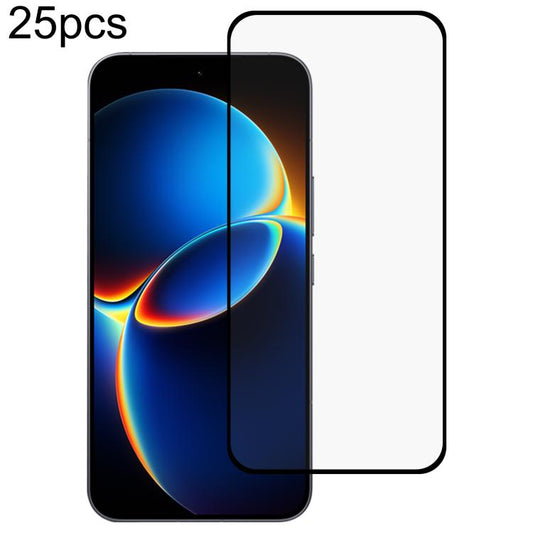 25pcs 0.18mm High Aluminum Full Screen Silk Printing Tempered Glass Film, Support Fingerprint Unlocking, For Redmi K90 Ultra 5G, For Redmi K100 Pro 5G