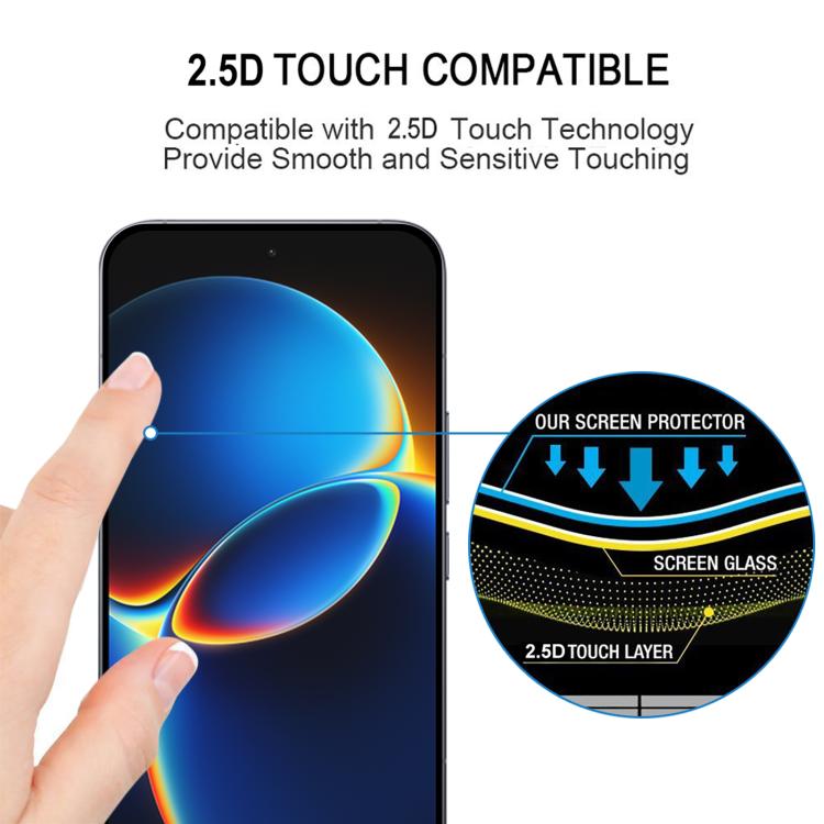 25pcs 0.18mm High Aluminum Full Screen Silk Printing Tempered Glass Film, Support Fingerprint Unlocking, For Redmi K90 Ultra 5G, For Redmi K100 Pro 5G