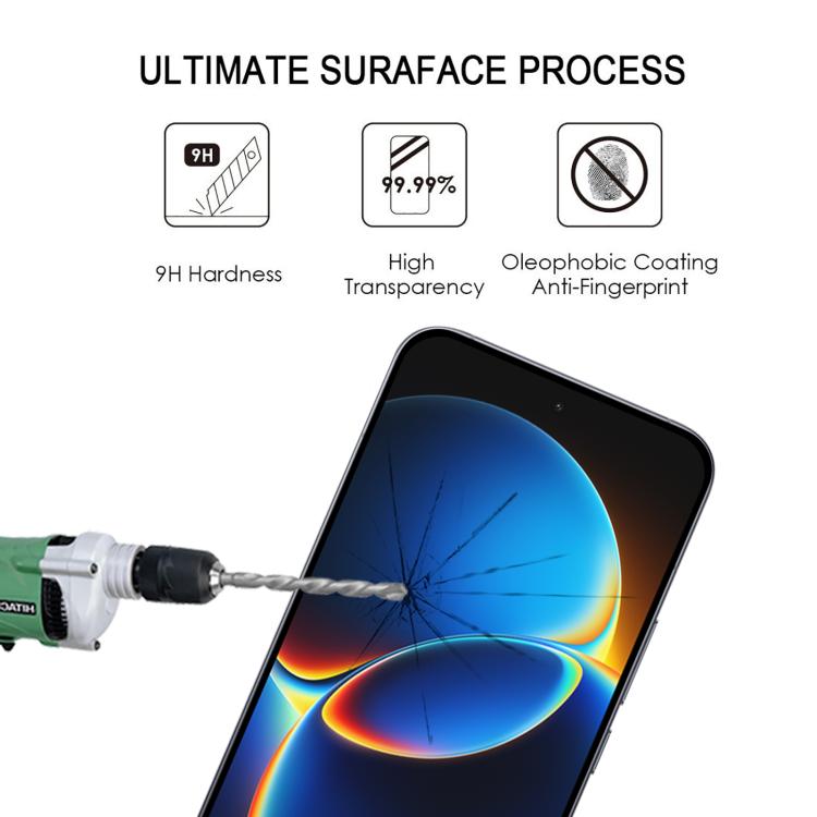 25pcs 0.18mm High Aluminum Full Screen Silk Printing Tempered Glass Film, Support Fingerprint Unlocking, For Redmi K90 Ultra 5G, For Redmi K100 Pro 5G