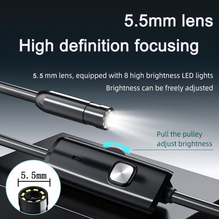 AN112T Type-C and 8 Pin IP67 8LEDs 5.5mm Industry Digital Endoscope, 1m Flexible Cable, 2m Flexible Cable, 3.5m Flexible Cable, 5m Flexible Cable, 10m Flexible Cable, 1m Hard Cable, 2m Hard Cable, 3.5m Hard Cable, 5m Hard Cable, 10m Hard Cable