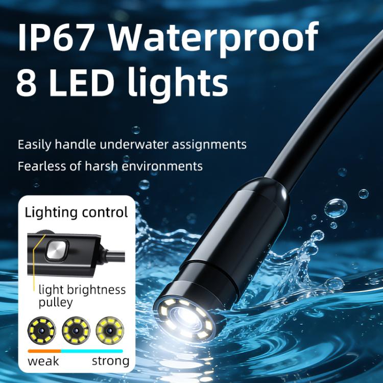 AN112T Type-C and 8 Pin IP67 8LEDs 5.5mm Industry Digital Endoscope, 1m Flexible Cable, 2m Flexible Cable, 3.5m Flexible Cable, 5m Flexible Cable, 10m Flexible Cable, 1m Hard Cable, 2m Hard Cable, 3.5m Hard Cable, 5m Hard Cable, 10m Hard Cable