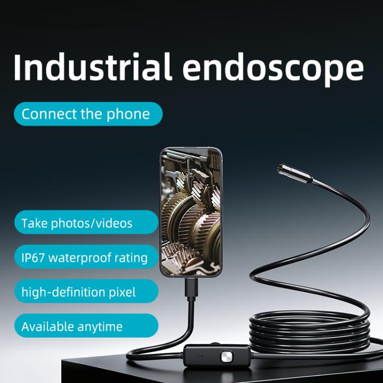 AN112T Type-C, Micro USB and 8 Pin IP67 8LEDs 8mm Industry Digital Endoscope, 1m Flexible Cable, 2m Flexible Cable, 3.5m Flexible Cable, 5m Flexible Cable, 10m Flexible Cable, 1m Hard Cable, 2m Hard Cable, 3.5m Hard Cable, 5m Hard Cable, 10m Hard Cable