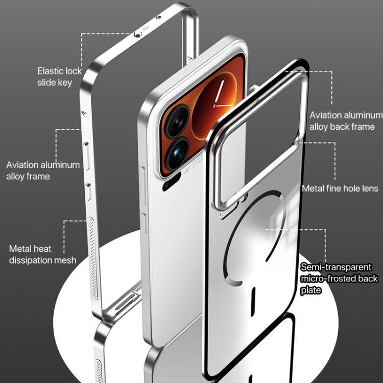 Single-sided Snap Buckle Metal Frame Frosted MagSafe Phone Case, For Xiaomi 17 Max 5G