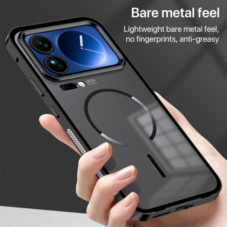 Single-sided Snap Buckle Metal Frame Frosted MagSafe Phone Case, For Xiaomi 17 Max 5G