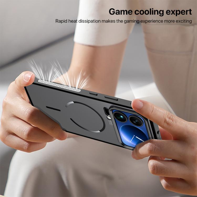 Single-sided Snap Buckle Metal Frame Frosted MagSafe Phone Case, For Xiaomi 17 Max 5G