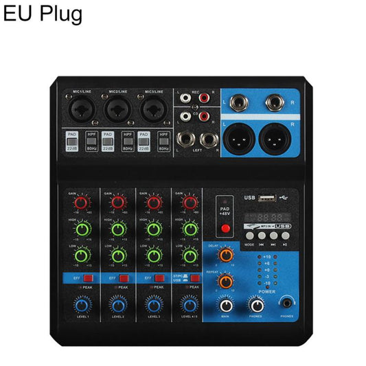 F-5A Multi-function Professional 5-way Recording Mixer Bluetooth Live Streaming Sound Card, EU Plug, UK Plug, US Plug