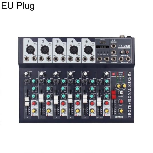 F7 7-Channel Multi-function Professional Bluetooth Live Streaming Mixer, EU Plug, UK Plug, US Plug