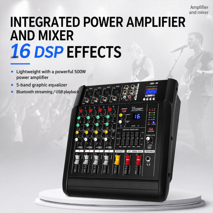 802D 8-Channel Multi-function Professional Bluetooth Mixer with Amplifier, EU Plug, UK Plug, US Plug