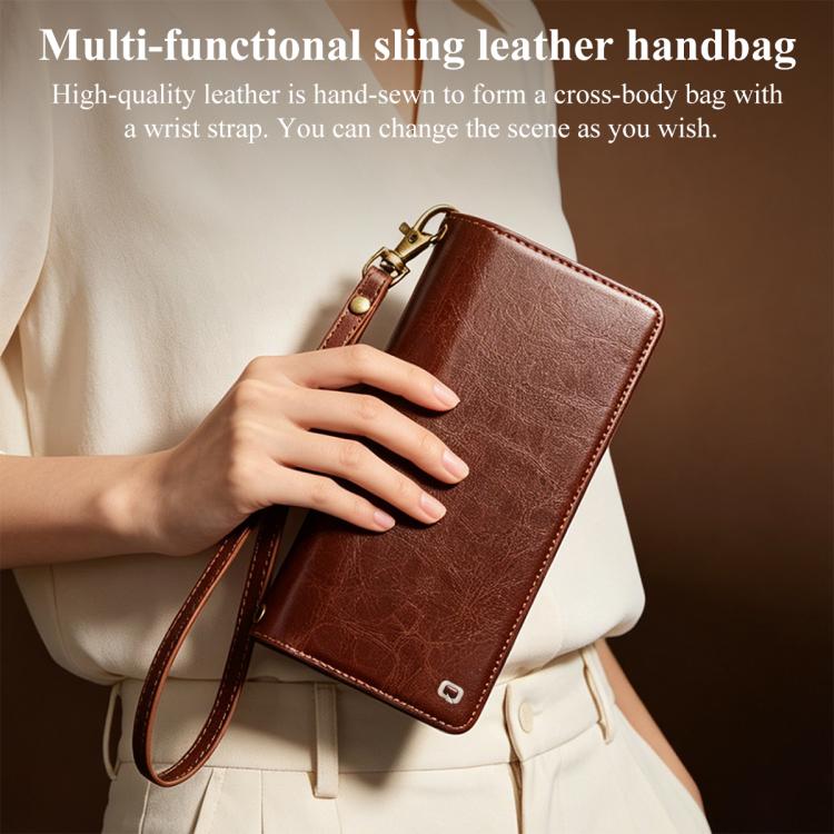 QIALINO 2 in 1 Detachable Leather Handbag Phone Case, For Galaxy S26 Ultra 5G, For Galaxy S25 Ultra 5G