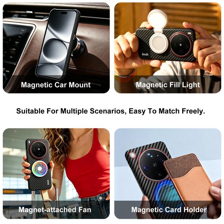 imak Ruiyi Series Red Ring Carbon Fiber Texture Magnetic Phone Case, For Xiaomi 17 Max 5G, For Xiaomi 17T Pro 5G, For Xiaomi 17T 5G, For Xiaomi 17 Ultra by Leica
