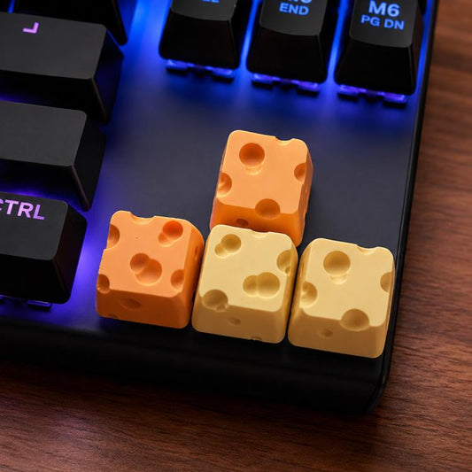 4-key Creative 3D Cheese Themed Cross-Stem Keycap