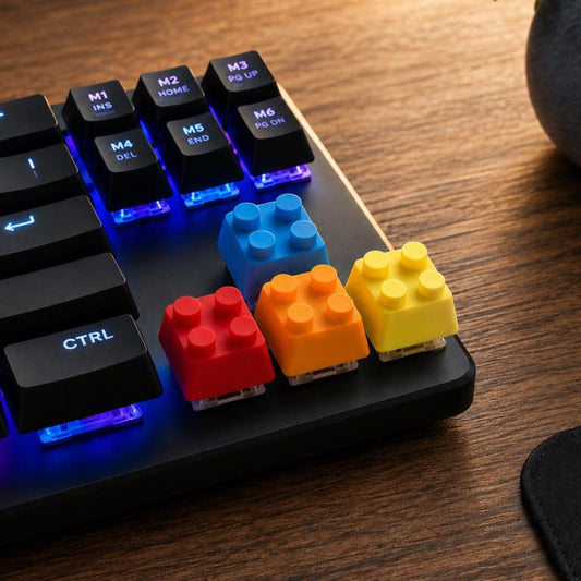 4-key Creative 3D Building Blocks Cross-Stem Keycap