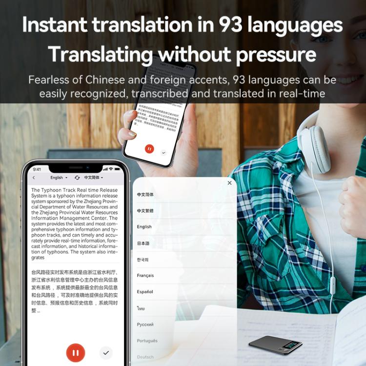 A3P 0.96-inch Left Display Dual-key Ultra-thin AI Smart Voice Recorder Support AIREC-APP, 8GB, 16GB, 32GB, 64GB, 128GB, 256GB
