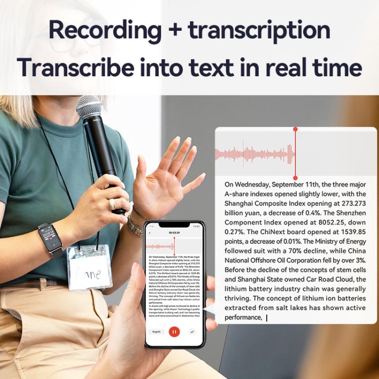S18A 1.47-inch Screen AI Dialogue Translation Voice Recording Bracelet Support AIREC-APP, 8GB, 16GB, 32GB, 64GB, 128GB