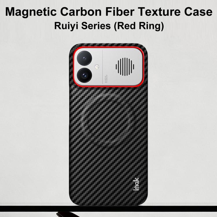 imak Ruiyi Series Red Ring Carbon Fiber Texture Magnetic Phone Case, For Redmi K90 Max 5G, For Redmi Turbo 5 Max 5G / Poco X8 Pro Max 5G, For Redmi Turbo 5 5G / Poco X8 Pro 5G, For Redmi K90 Pro Max / Poco F8 Ultra 5G, For Redmi K90 / Poco F8 Pro 5G