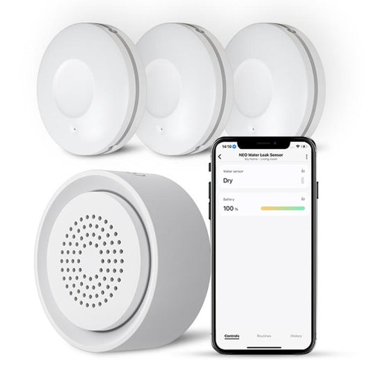 NEO NAS-AB03W1 WS09W3 WiFi Smart Water Leak Alarm Kit