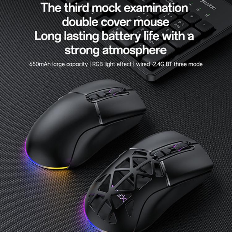Yesido KB46 Wired 2.4G Bluetooth RGB 3 Modes Rechargeable Mouse