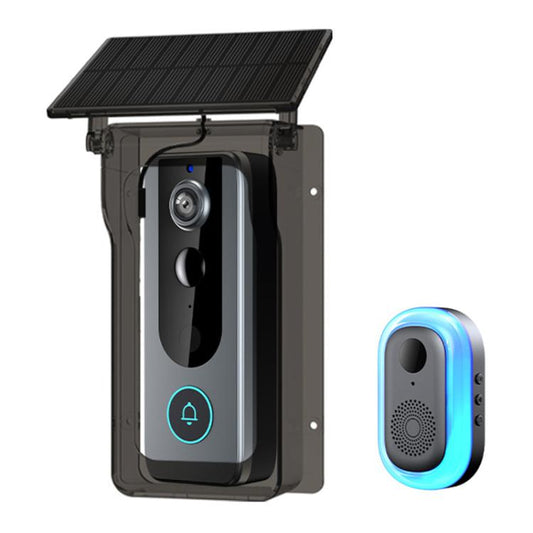 M20 HD Night Vision Wireless Two-Way Intercom Video Doorbell with Solar Power Rainproof Cover, M20 with Solar Power Rainproof Cover(Black), M20 with Solar Power Rainproof Cover(Transparent)