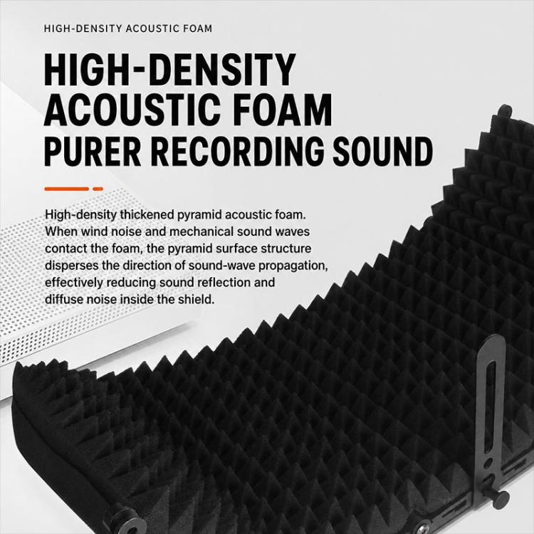 M5P Foldable Five-Panel Microphone Isolation Shield Windproof Screen with Phone Clip, M5P Isolation Shield+Phone Clip