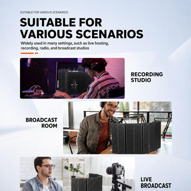 M3 Foldable Three-Panel Metal Casing Microphone Isolation Shield with Tripod and Pop Filter Kit, M3 Metal Casing Isolation Shield+Tripod+Pop Filter