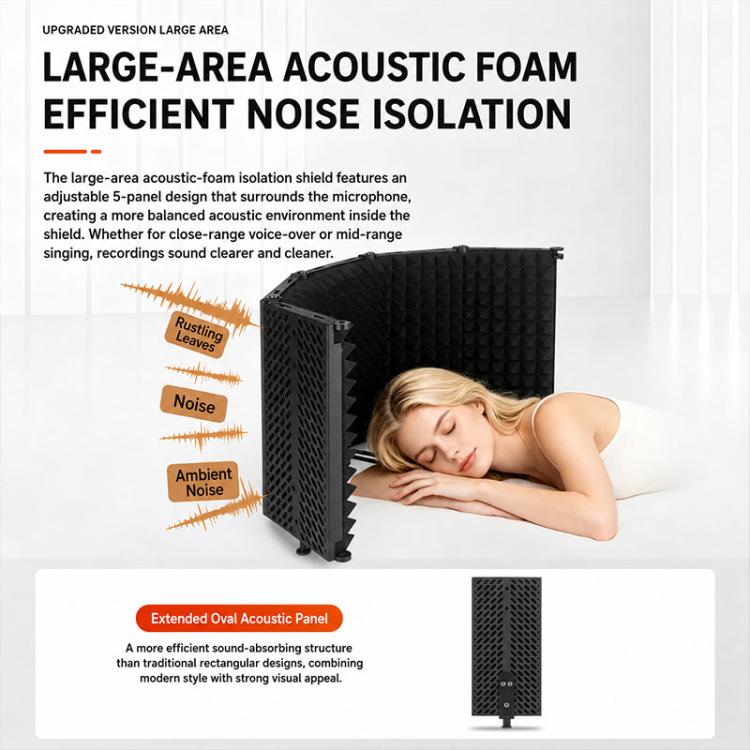M3 Foldable Three-Panel Metal Casing Microphone Isolation Shield with Tripod and Pop Filter Kit, M3 Metal Casing Isolation Shield+Tripod+Pop Filter