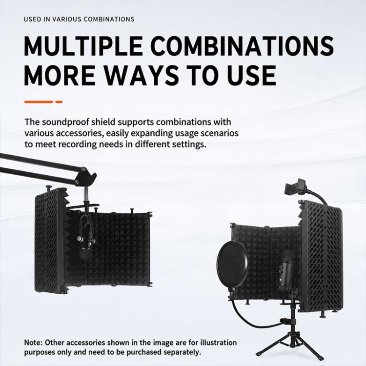M5 Foldable Five-Panel Metal Casing Microphone Isolation Shield, M5 Metal Casing Isolation Shield