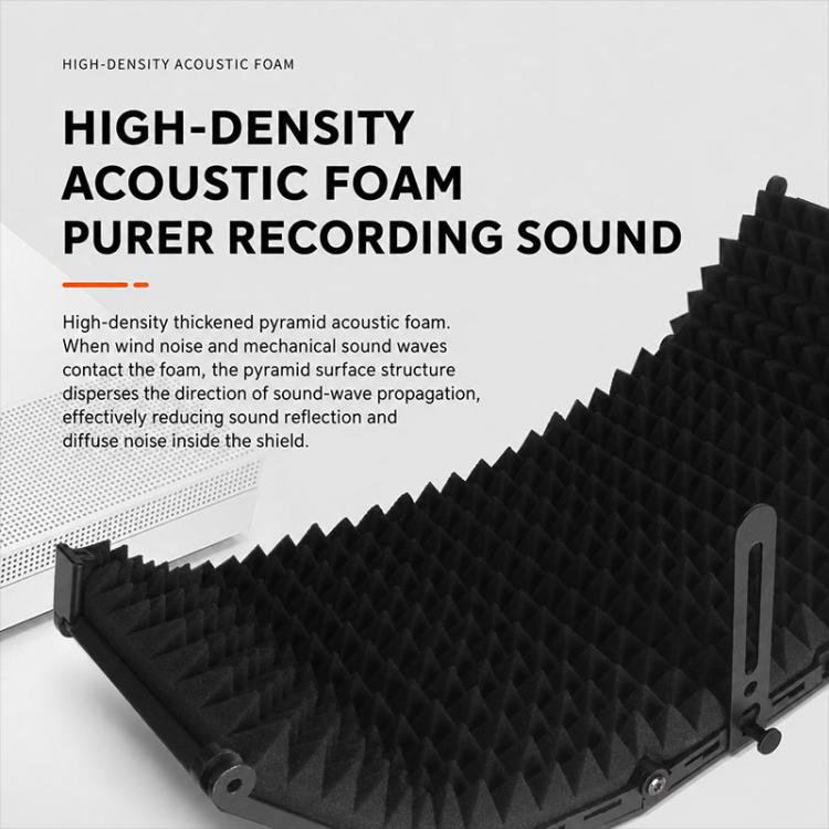 M5 Foldable Five-Panel Metal Casing Microphone Isolation Shield with Tripod and Pop Filter Kit, M5 Metal Casing Isolation Shield+Tripod+Pop Filter