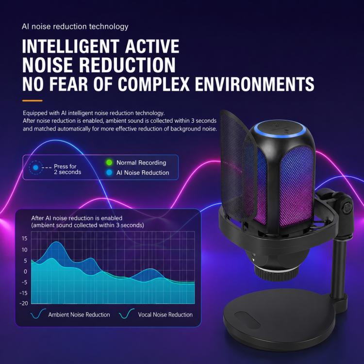 APK001 AI Noise Reduction USB Condenser Cantilever Microphone, APK001 Cantilever Microphone