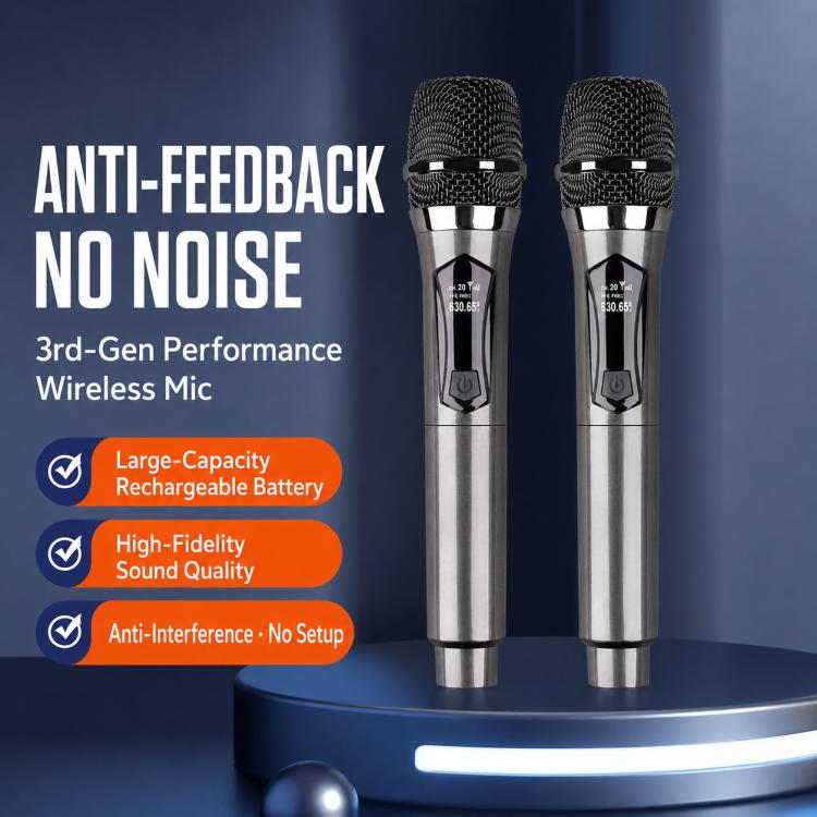 GE1 Handheld 2.4G Rechargeable Wireless Microphone, Single Microphone, Dual Microphones
