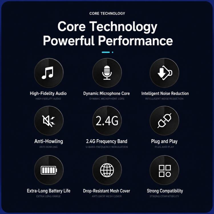 GE1 Handheld 2.4G Rechargeable Wireless Microphone, Single Microphone, Dual Microphones