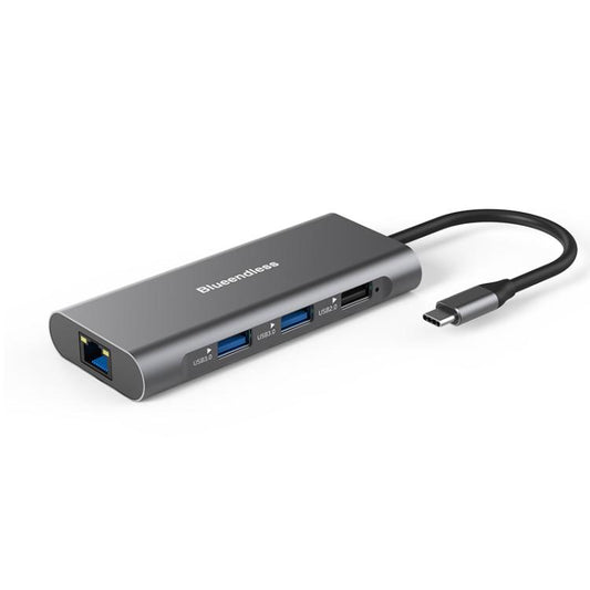 Blueendless HC801 8 in 1 100W PD 4K HDMI USB 3.0 USB-C HUB Multiport Adapter, HC801