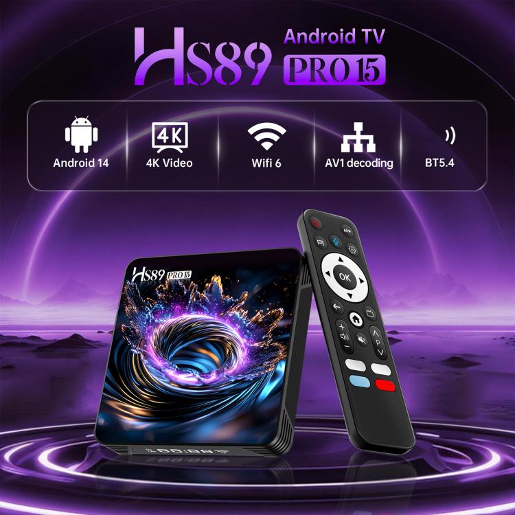 HS89 Pro 15 Android 14 Smart TV Set Top Box, RK3539 Quad-Core Cortex-A55, 2GB+16GB, 4GB+32GB